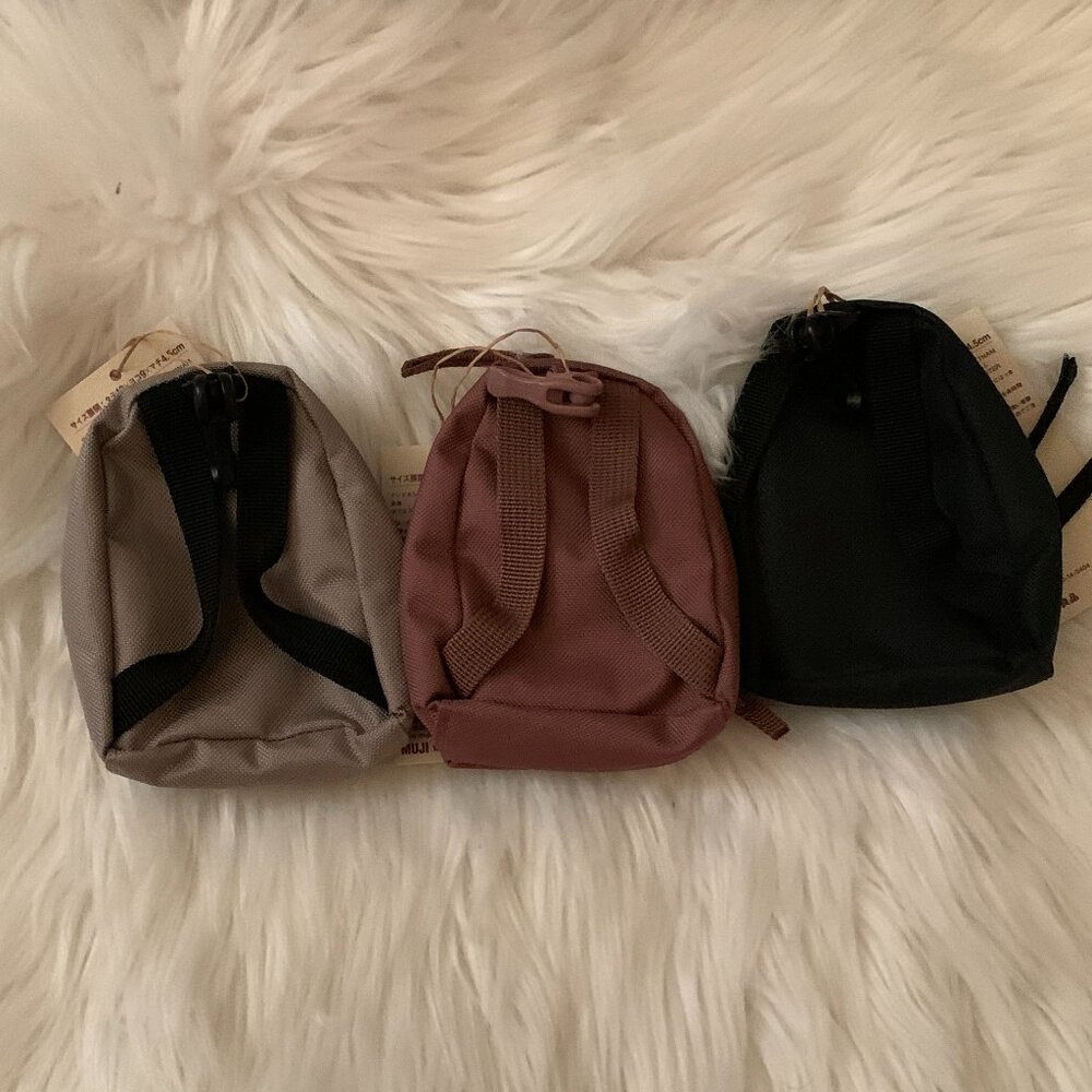 MUJI Mini Nylon Backpack Charm SET of 3 - Picture 2 of 2